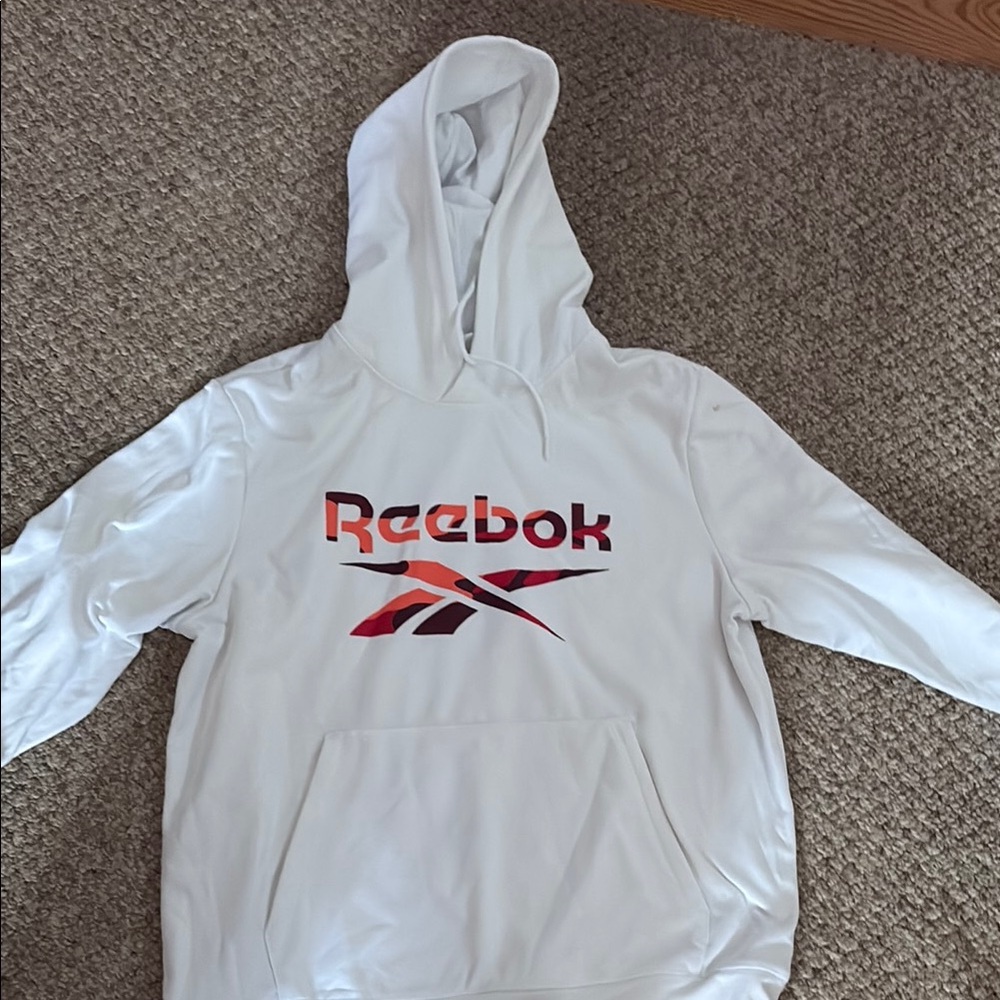 Reebok White Hoodie with Vibrant Logo